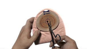 Measuring and cutting the opening in your ostomy barrier