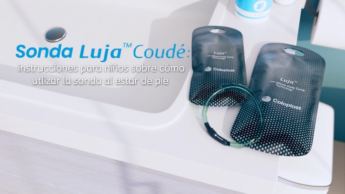 This is the how to use guide for boys using Luja™ Coudé while standing (Spanish)