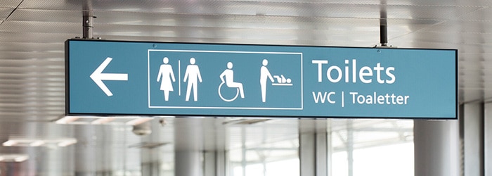 Airport sign for toilets